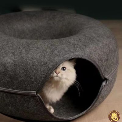 panier chat felty nest gris foncé chat caché dedans