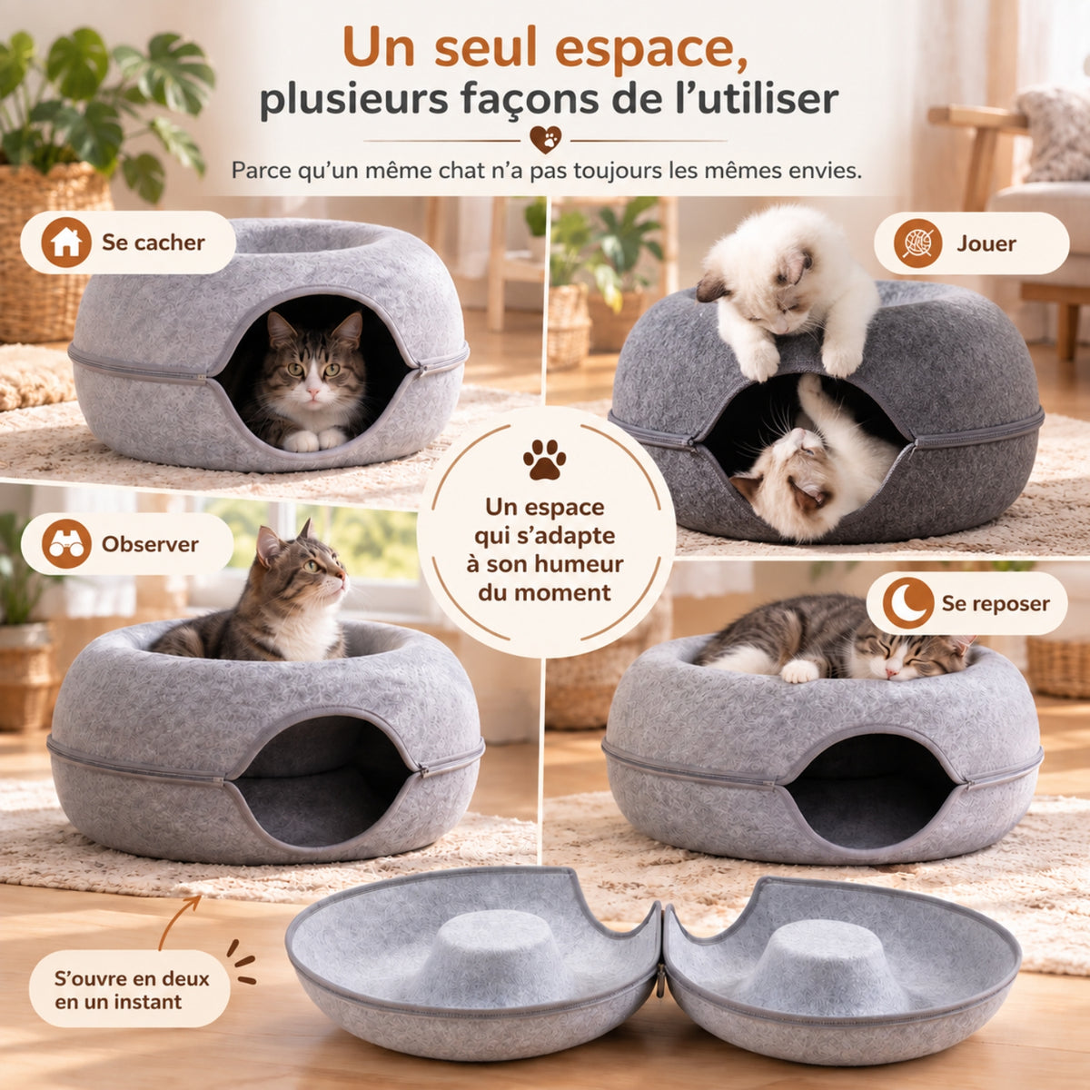 panier chat felty nest plusieurs usages