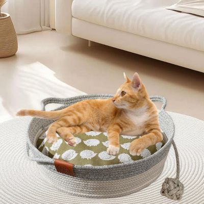 panier chat osier chat en detente dessus