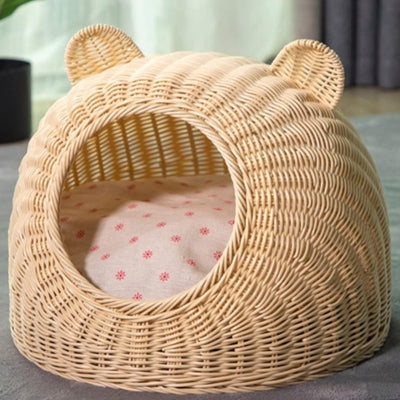 panier chat osier couleur beige