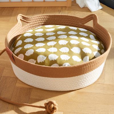 panier chat osier marron clair