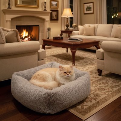 panier chat persan se reposant paisiblement dessus