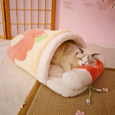 panier chat rose chat endormi paisiblement dedans