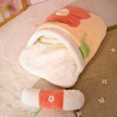 panier chat rose dans salon japonais