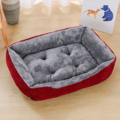 Panier chat rouge vin sur parquet