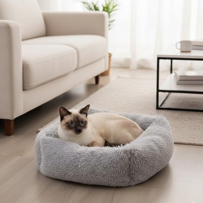 panier chat siamois detendu paisiblement dessus