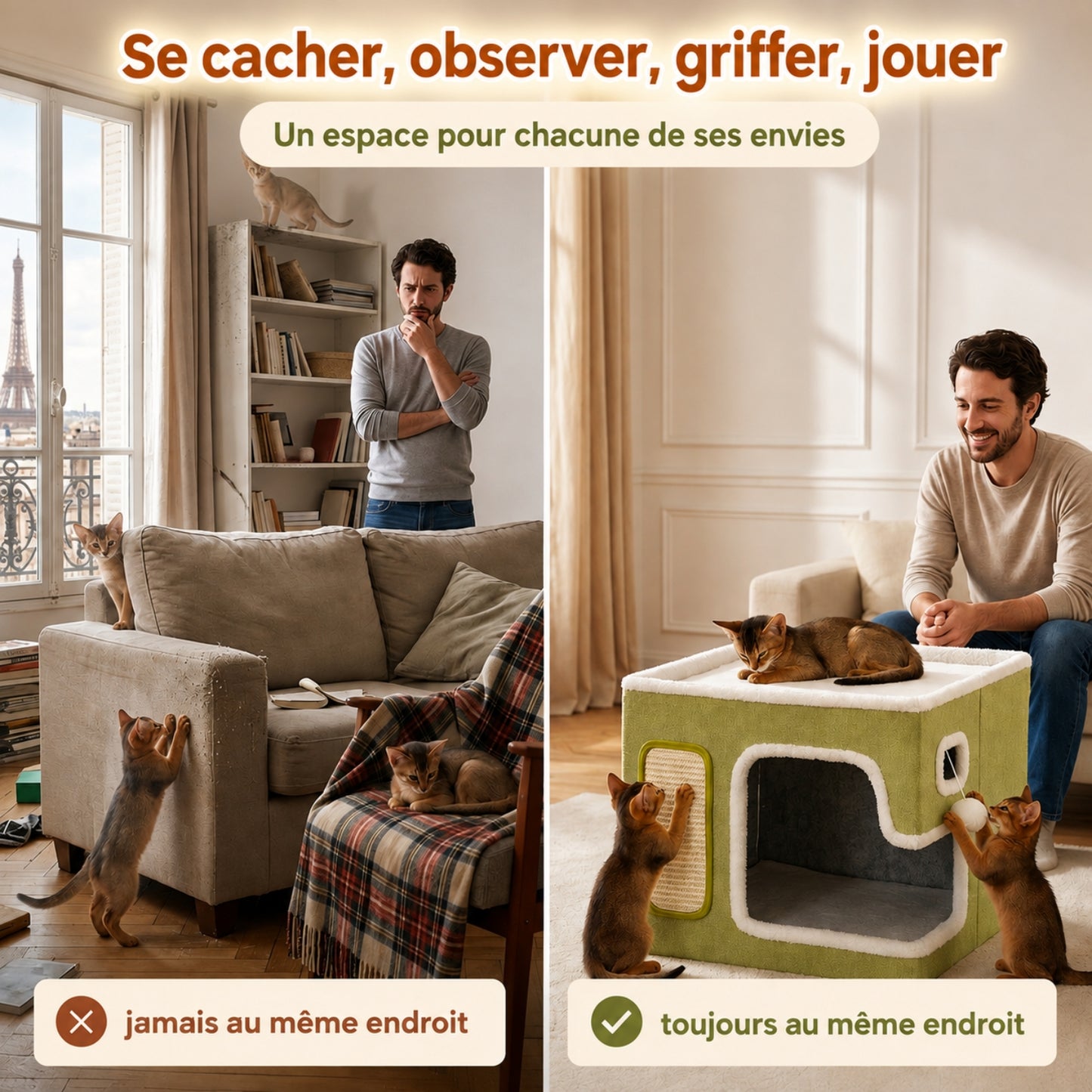 panier chaton abyssin, avant après, quatre envies un endroit