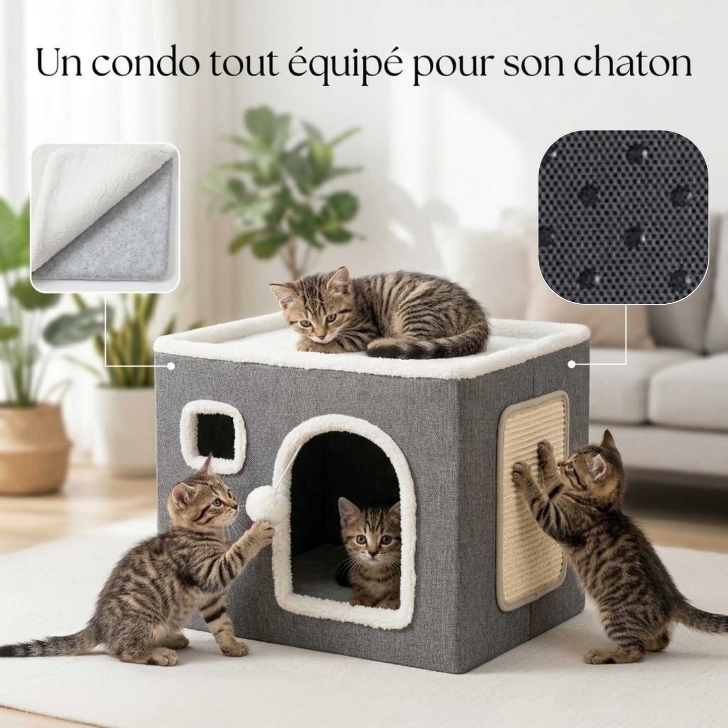 panier chaton , coussin réversible et base antidérapante