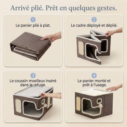 panier chaton pliable, montage en quatre gestes sans outil