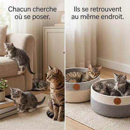 panier chatons corde coton avant aprés famille