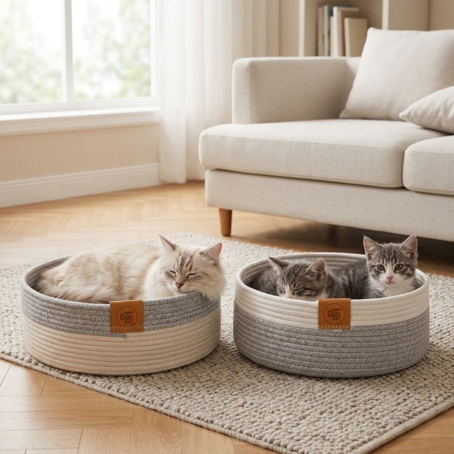 panier chatons corde coton deux paniers salon