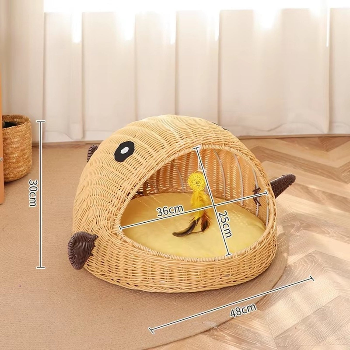 panier chatons dimensions 48 par 30 cm intérieur 36 par 25