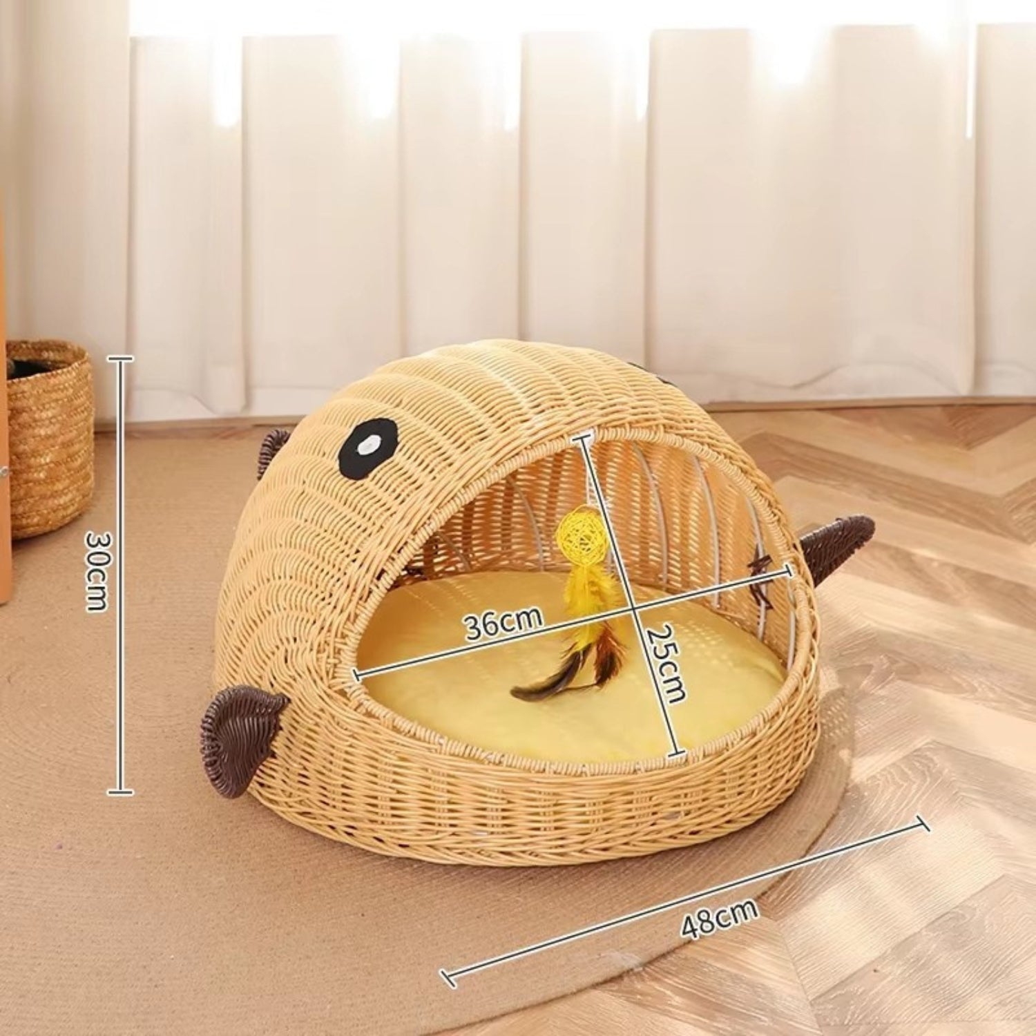 panier chatons dimensions 48 par 30 cm intérieur 36 par 25