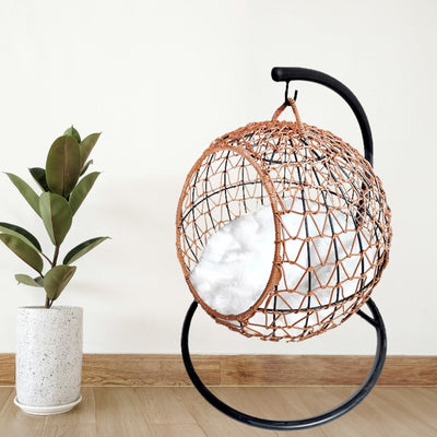 panier pour chat osier brun miel