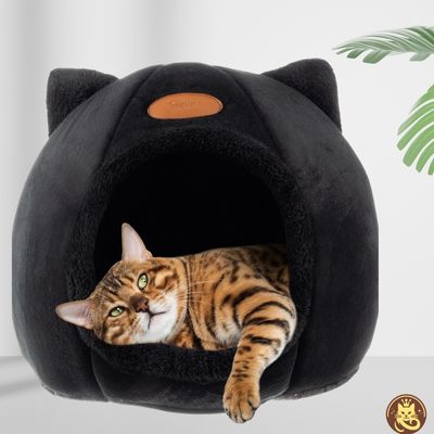 panier pour chat velvy nest noir avec bangal relaxant
