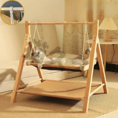 persan relaxant sur étage haut hamac chat suspendu