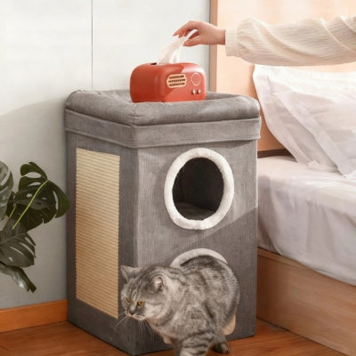 pouf niche chat triplexe félin table chevet chambre