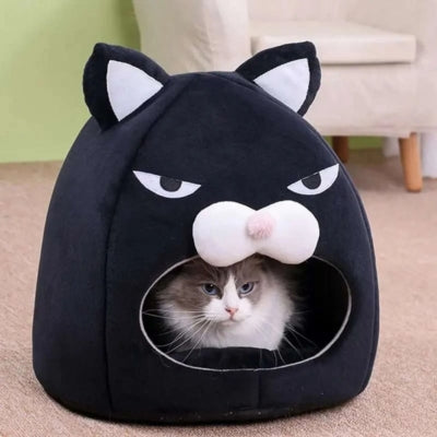 ragdoll caché dans nid chat grognon
