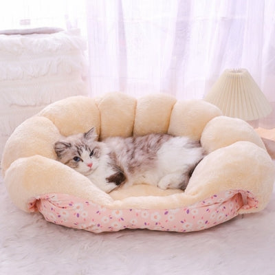 ragdoll detendu dans un des coussins chat cocoon évolutif rore fleuri 