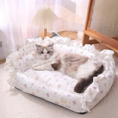 ragdoll en detente sur un de ses coussins chats