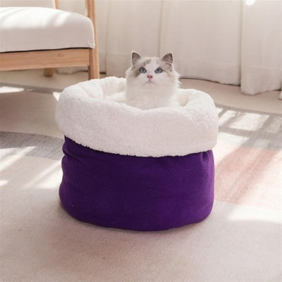 ragdoll relaxant dans nid chaton violet prune