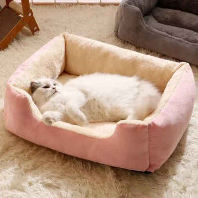 ragdoll relaxant panier coussin chat rose
