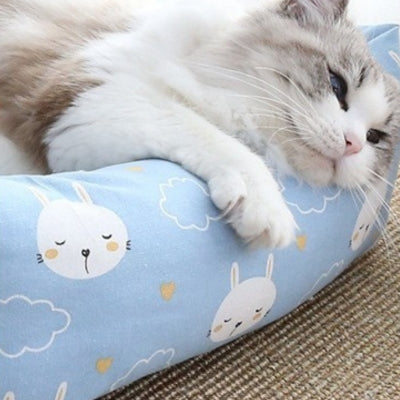 ragdoll relaxant sur son coussin pour chat