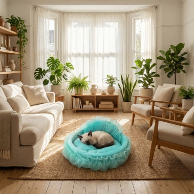 siamois couché en boule couffin chaton