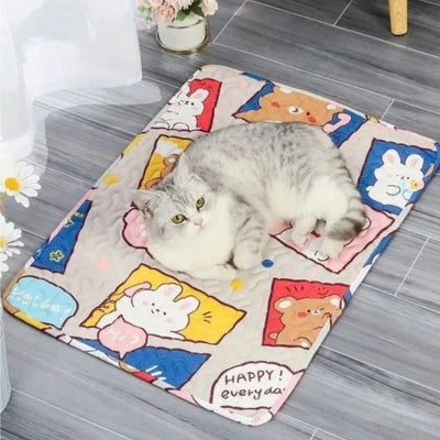tapis fraicheur chat motif cartoon colore