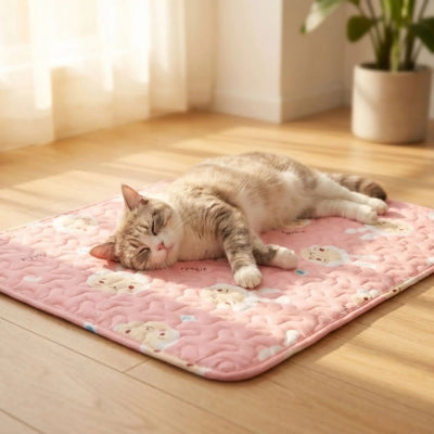 tapis fraicheur chat motif lapin rose