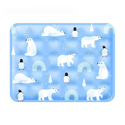 tapis pour chat rafraîchissant bleu clair ours pingouins igloos