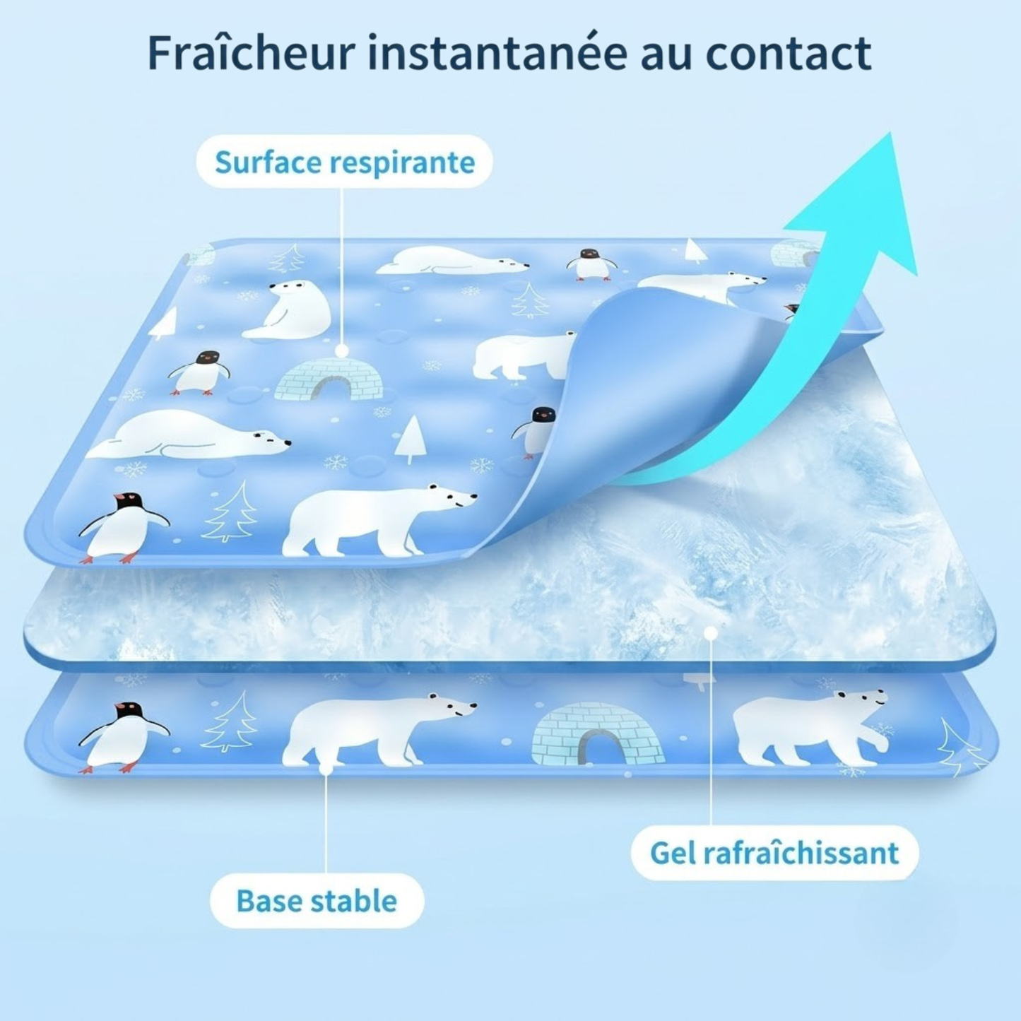 tapis pour chat rafraichîssant fraîcheur instantanée trois couches