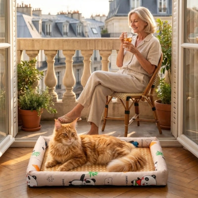 tapis rafraichissant chat maine coon balcon parisien