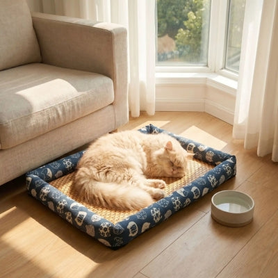 tapis rafraichissant chat persan creme sieste salon