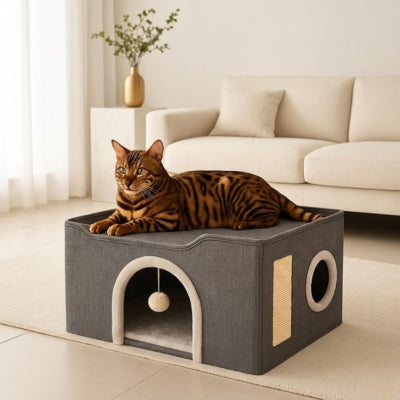 toyger detendu toit panier niche chat dans salon